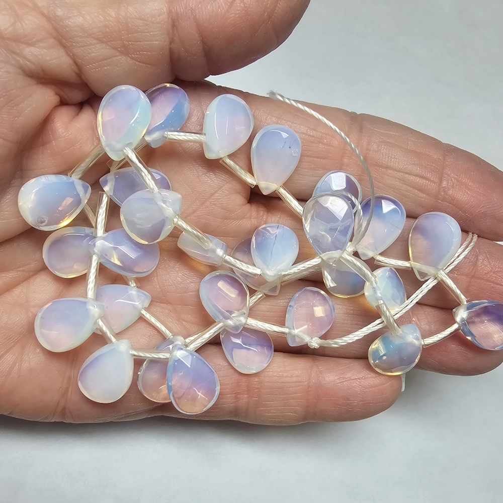 Opalite Faceted Teardrop Briolette Beads 28pcs Full Strand 10x14mm New